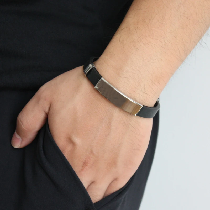 Мужские браслеты из силиконовой резины черного/золотого/серебристого цвета