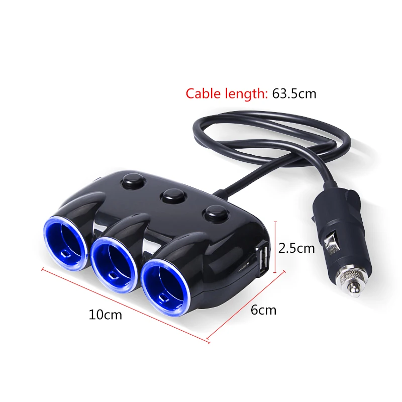 12 В/24 В адаптер для автомобильного прикуривателя Разветвитель Прикуривателя 5 в