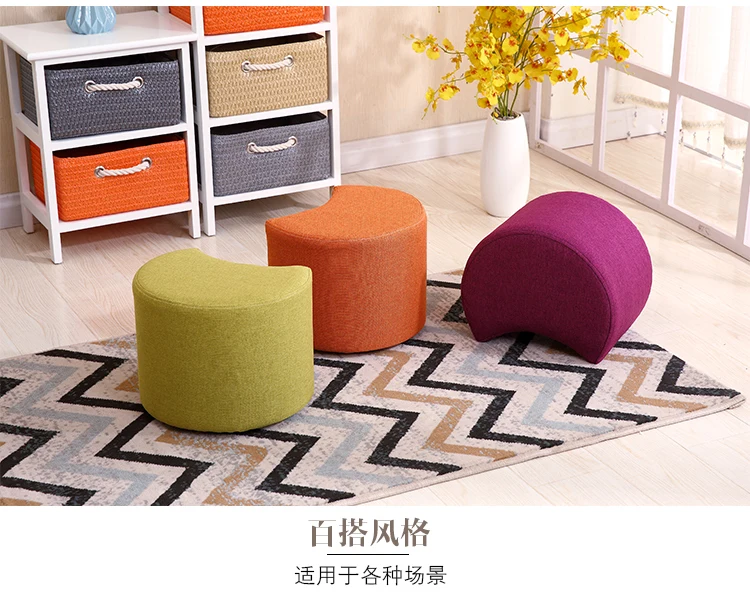 

Home living room sofa bench fashion fabric small bench solid wood stool