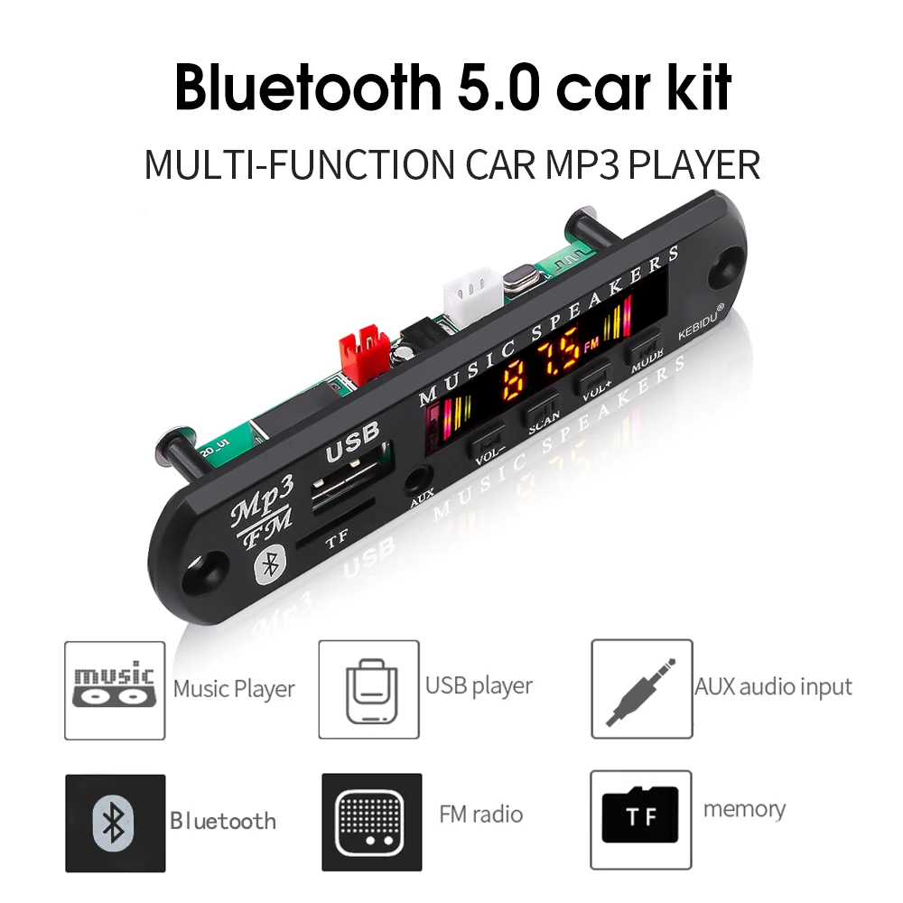 12 В Bluetooth 5 0 WAV MP3-плеер декодирующая плата FM-радио модуль беспроводной