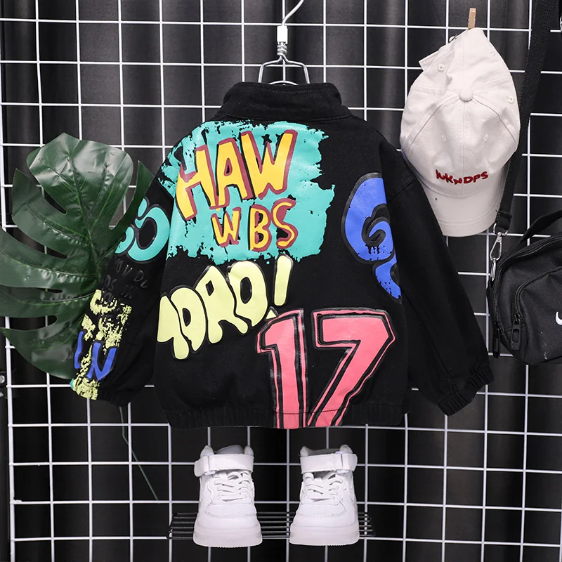 Детская одежда в стиле хип-хоп куртка для маленьких мальчиков джинсовые пальто с