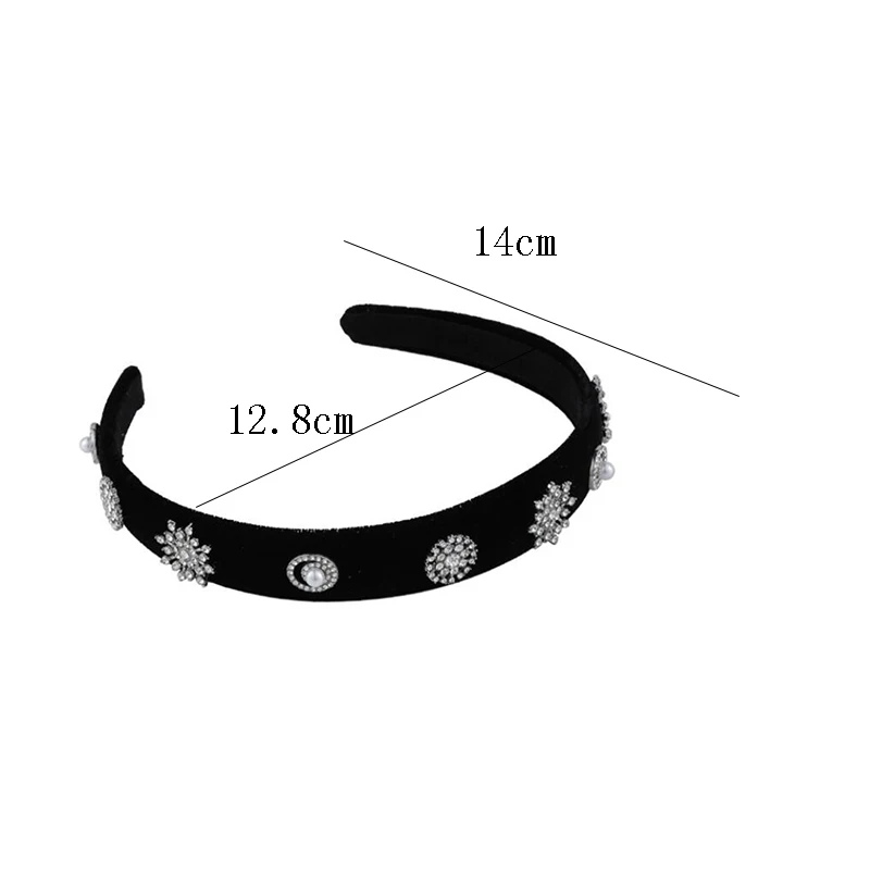 

Retro Bling Rhinestones Snowflake Hair Hoop Hair Accessories Temperament Black Velvet Bowknot Wide Brimmed Hair Band For Women