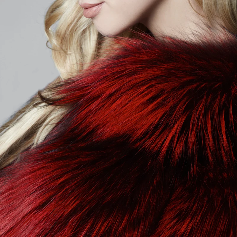 Новинка 2021 модное Трендовое Женское пальто FURSARCAR из натурального Меха чернобурки