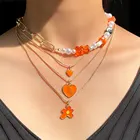 Ожерелье женское асимметричное с жемчугом и бусинами