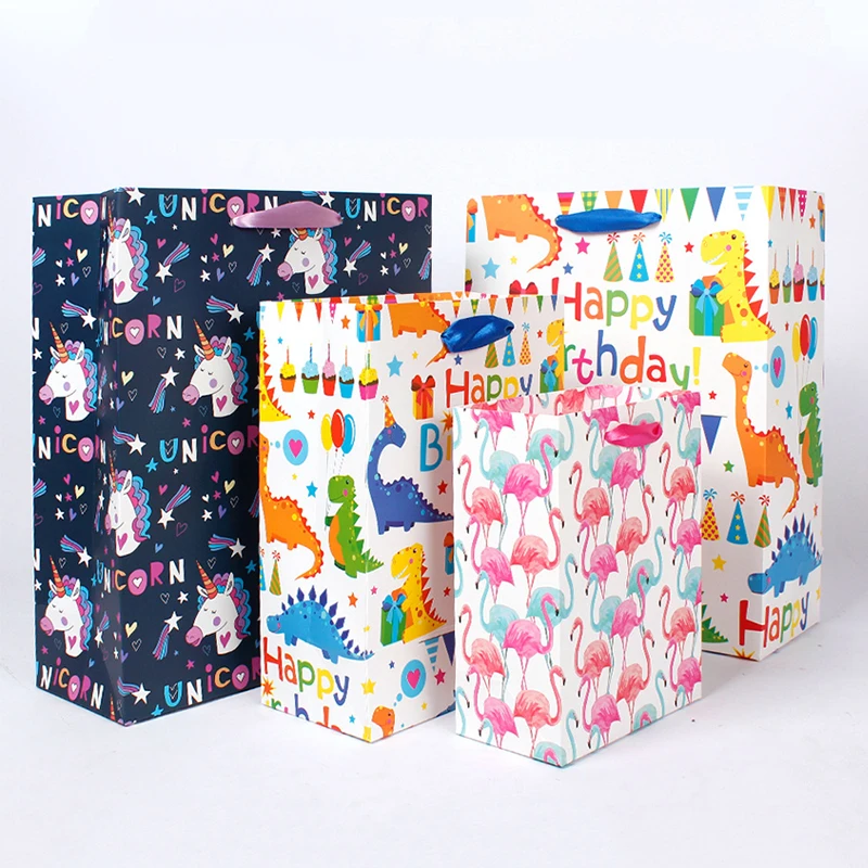 

5pcs Dinosaur Paper Gift Bags Animals Handbags Treat Birthday Party Decorations Kids Baby clothes Packing Bag for store