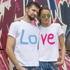 Летняя парная футболка с принтом LOVE парная Повседневная футболка с коротким рукавом парная свободная парная футболка для влюбленных