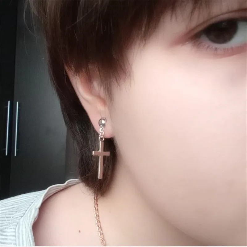 

stainless steel pin little small cross stud earrings for women minimalist cross earring girls jewelry accessories gifts di070