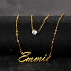 Изготовленная на заказ нержавеющая сталь имя цепочка с буквами ожерелья для пары Custpmized двойной название циркон ожерелье в стиле хип-хоп табличка ювелирные изделия