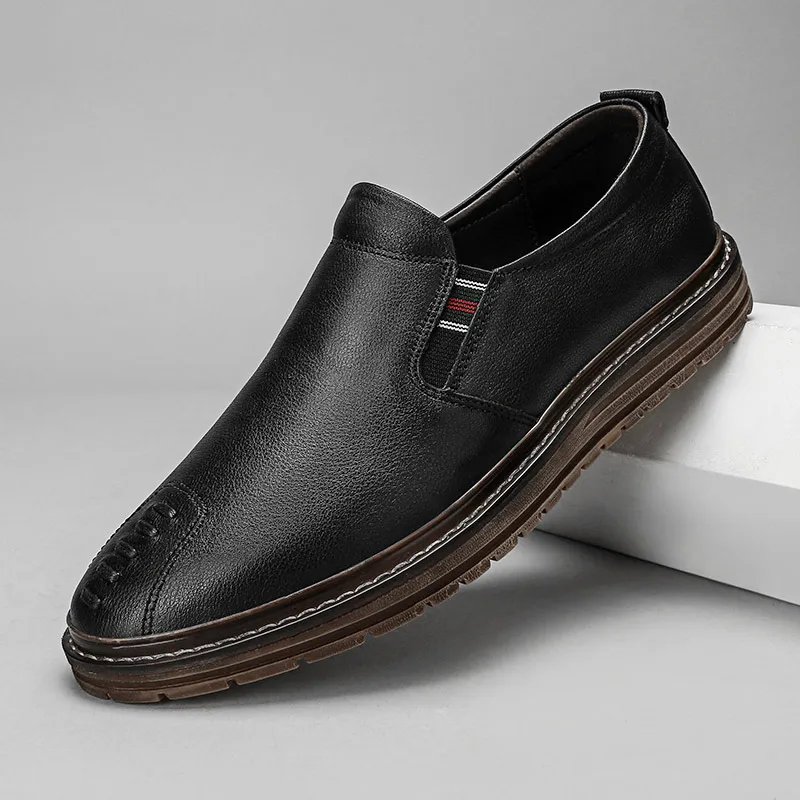 Туфли мужские из натуральной кожи Повседневная дышащая обувь на платформе