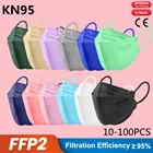 10-100 шт. маски-карлиллы KN95 маски для рыб FFP2 Homologada для взрослых одноразовые 4-слойные маски FPP2 цветные многоразовые маски FFP 2