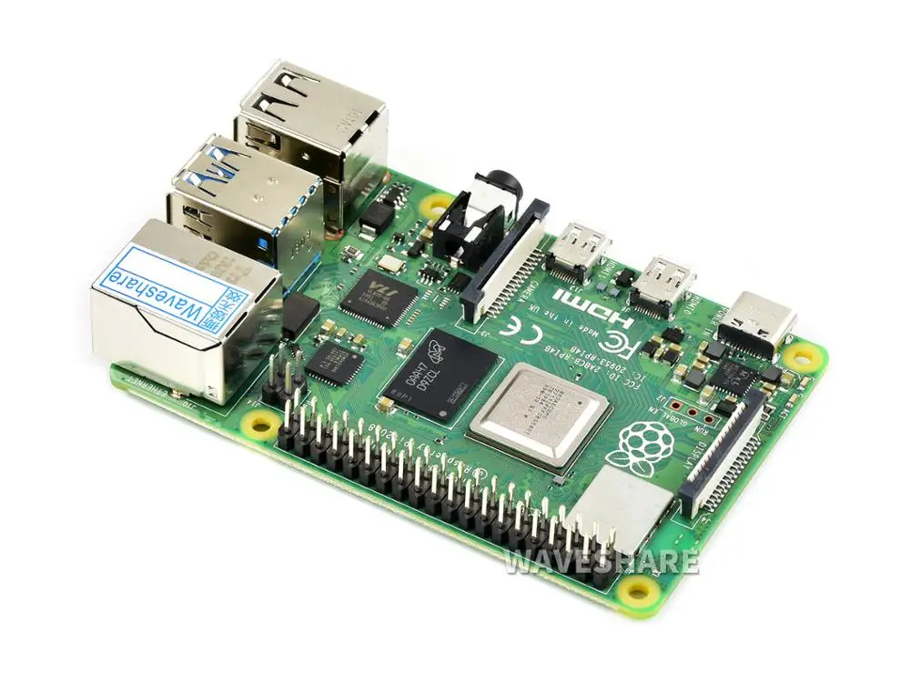 Четырехъядерный процессор Waveshare Raspberry Pi 4 Model B 8 Гб ОЗУ 64 бит 1 5 ГГц 4K двойной