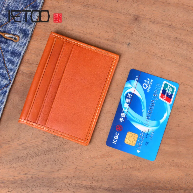 AETOO короткий мужской бумажник для визиток из натуральной кожи маленький