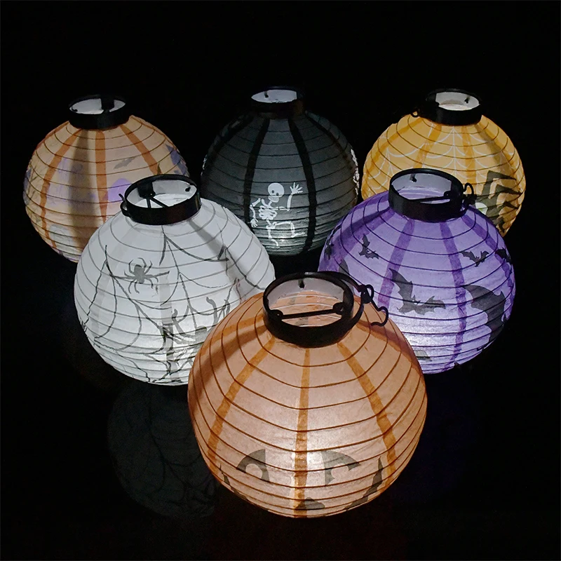 Украшения для Хэллоуина бумажные фонари со светодиодный светильник кой 20 см | Дом