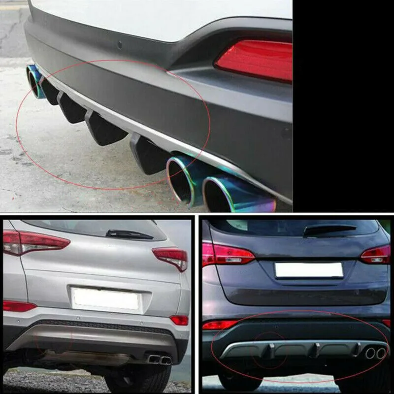 

4x Rear Bumper Lip Diffuser Fins Car Carbon Fiber Universal Practical Quality