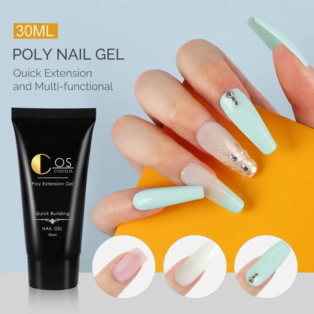COSCELIA Poly Nail Gel Varnish Polish Set With Lamp Quick Builder Extension Enhancement Camouflage LED UV Manicure | Красота и