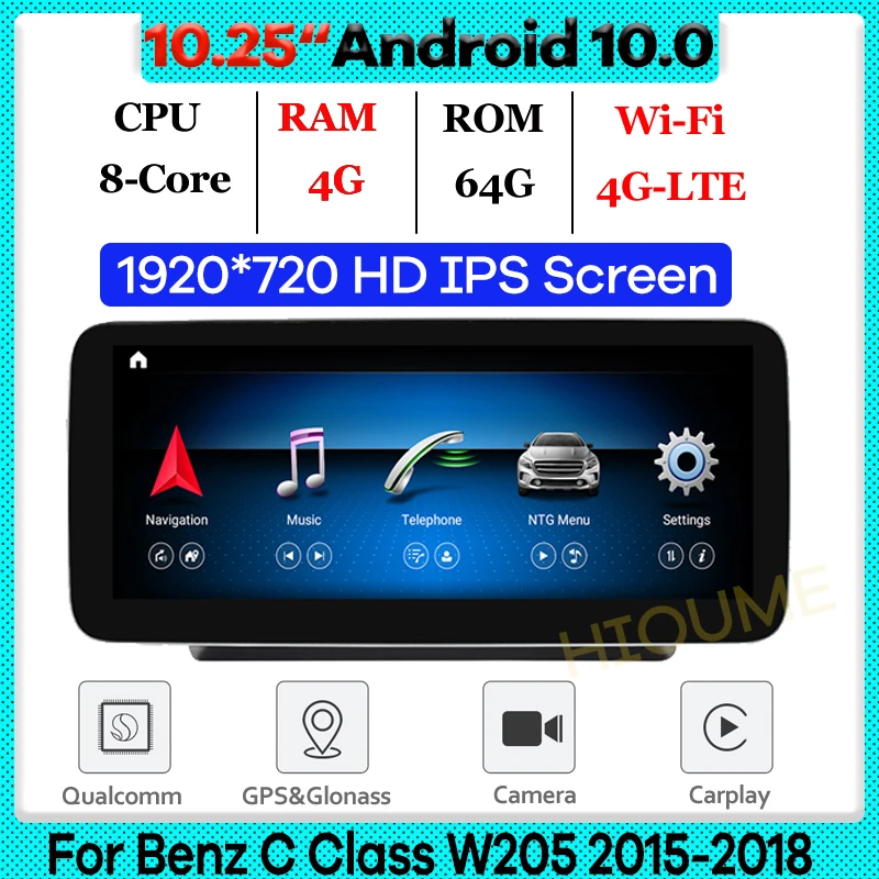 Автомобильный мультимедийный плеер 10 25 дюйма Snapdragon Android GPS радио стерео для Mercedes