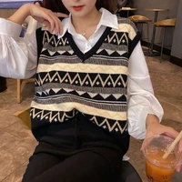 Spring and autumn 2020 New Retro Style Korean Pullover fashion versatile V-neck loose with knitted vest