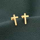 Минималистичные серьги-гвоздики в виде креста для женщин, серьги в стиле фотоэлементов из нержавеющей стали, очаровательные ювелирные изделия, подарки на день рождения