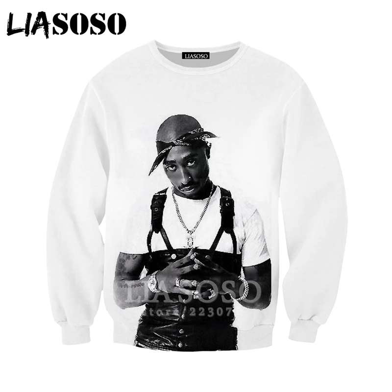 2pac Толстовка LIASOSO Модные мужские и женские толстовки 3D принт Рэпер Хип Хоп Уличная одежда с длинным рукавом Топы пуловер с круглым вырезом B182-06 - Цвет: 13