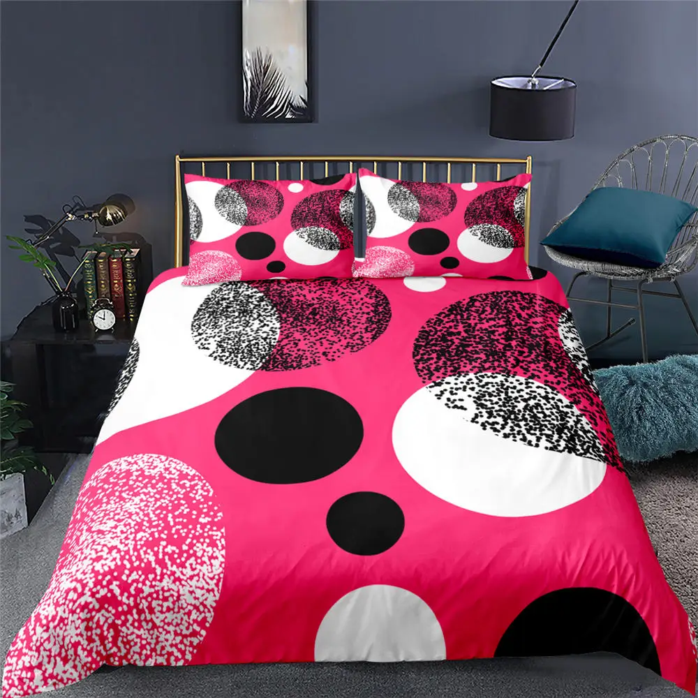 

Colorful 3D Geometric Bedding Set Cartoon Circle Printed Duvet Cover For Kids Girls 2/3pc Queen King Quilt Bed Cover
