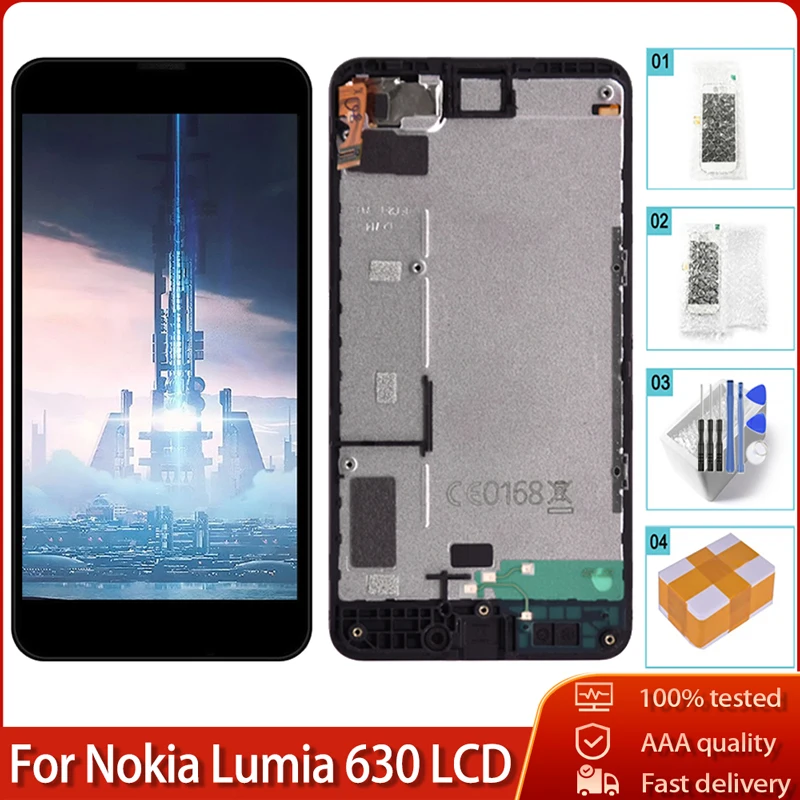4 5 &quotЖК дисплей с рамкой чехол подставкой и отделениями для карт Nokia Lumia 630 ЖК