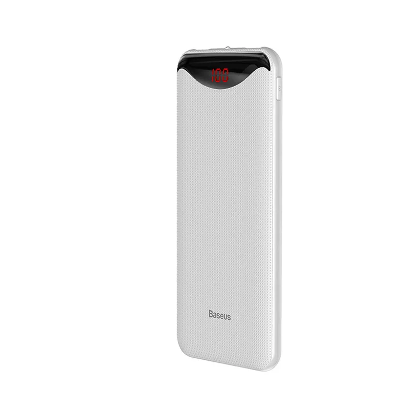 Baseus тонкий внешний аккумулятор 10000 мАч с двумя usb-портами и фонариком для iPhone 11 Pro samsung, портативный внешний аккумулятор - Цвет: White Power Bank