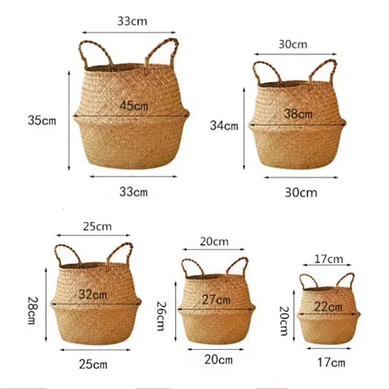 Seagrass плетеная корзина для домашнего хранения Складная натуральная горшок