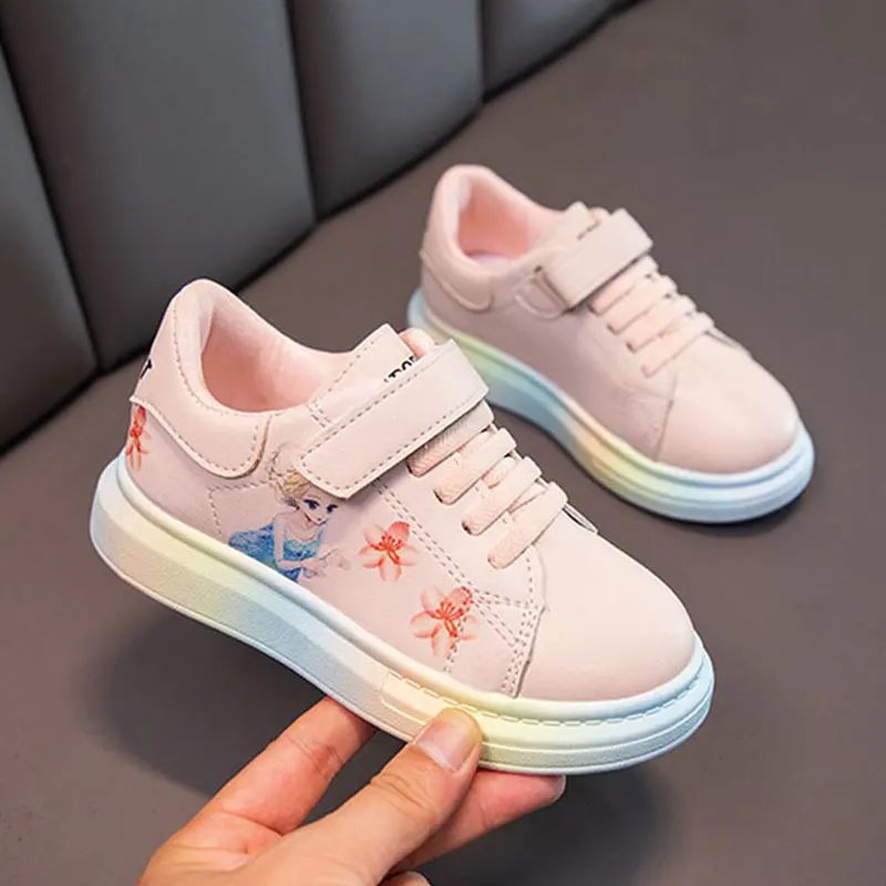 Cartoon Girls Shoes Pink White Kids Sneakers 2022 New Fashion Girls Sports Shoes Anti-slip Children Casual Shoes Size 26-37 enlarge