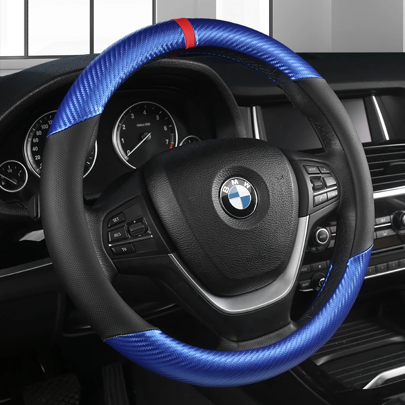 Leather Car Auto Steering Wheel Cover With Crystal Rhinestone for Women Girls Interior Accessories Black/Beige 15'' 38cm |