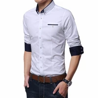 fashion hot 2021 mens t shirt solid color long sleeve turn down collar shirt slim fit blouse top