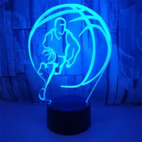 3d led illusion basketball sport player home decoration touch 7 color change lamp bedroom night light best child boys man gift