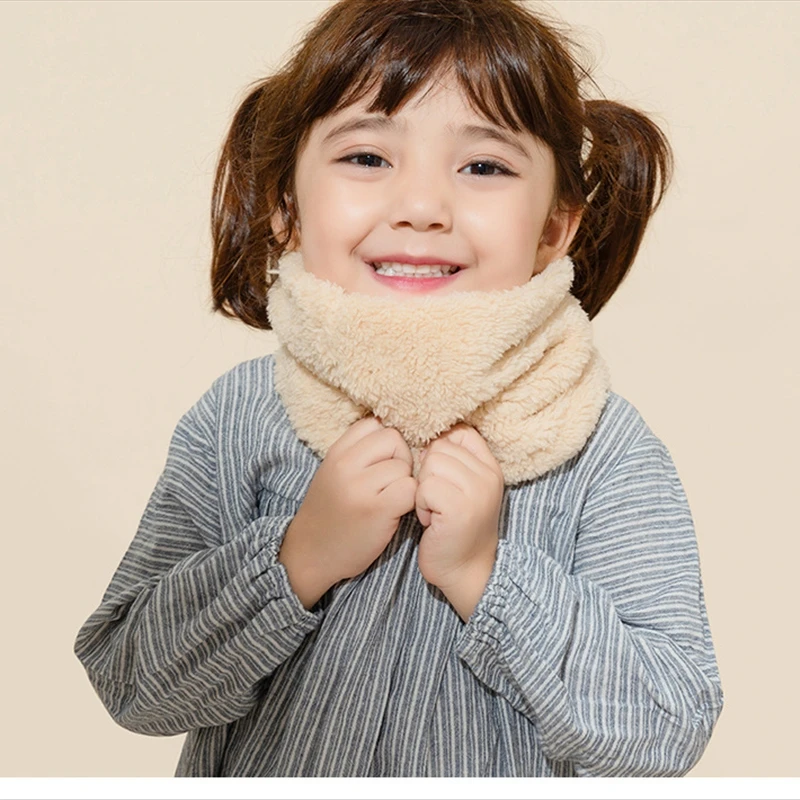 Winter cute Children Scarf Boy Girls Scarves Baby Fur Collar Scarf Ring Pompom Neck Warmers Women Present Berber Fleece24CM