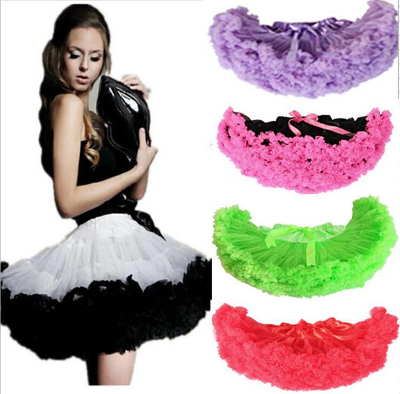 

Retail Adult Teen Girls Pettiskirt Womens 2 Color Patchwork Party TuTu Skirts White With Black Ruffle Free Shipping 1 PCS