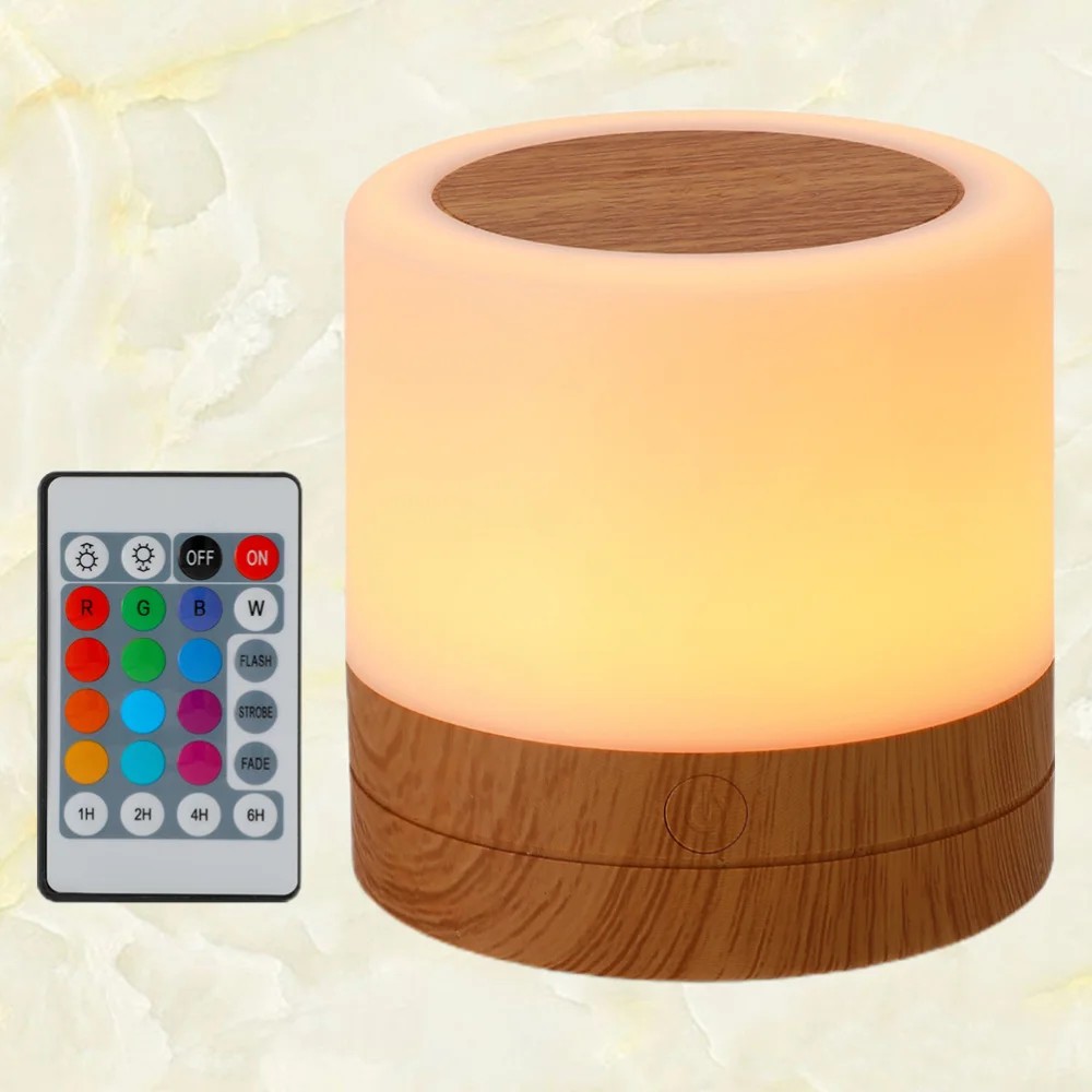 

1pc Light Adjustable Led Colorful Light Wood Grain Charging Night Light Bedside Night Light Bedside Lamp for Home (Assorted Colo
