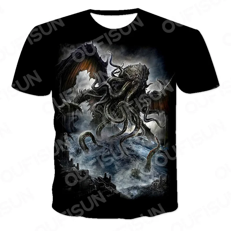 

Tide Summer New 3D printing Skull Men's T-Shirt Horror Tops Lnteresting Men's Casual O-Neck Shirt Boy Fashion Oversized T-Shirt