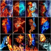 5d diy full diamond painting water and fire picture needlework diamond embroidery cross stitch kits mosaic home decoration gift
