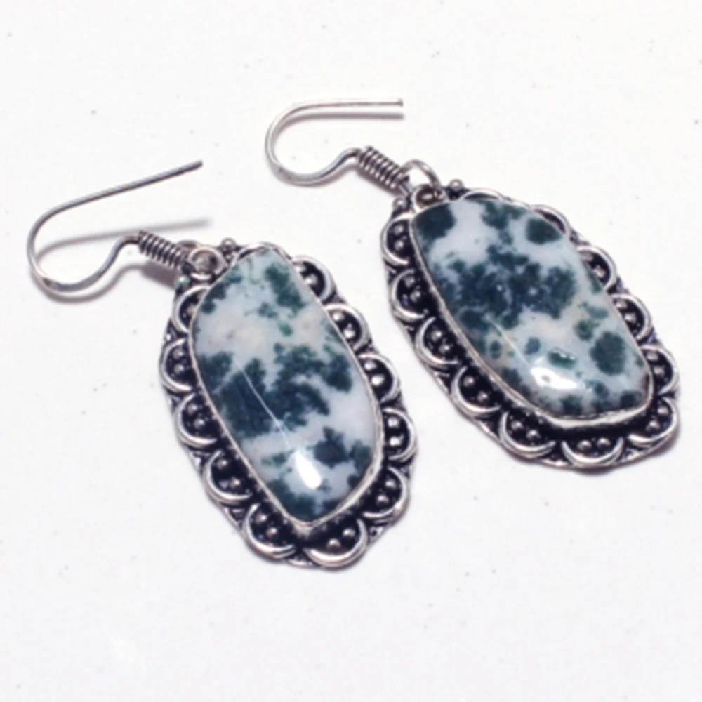 Серьги из натурального агата и серебра на медном покрытии Женские Ювелирные