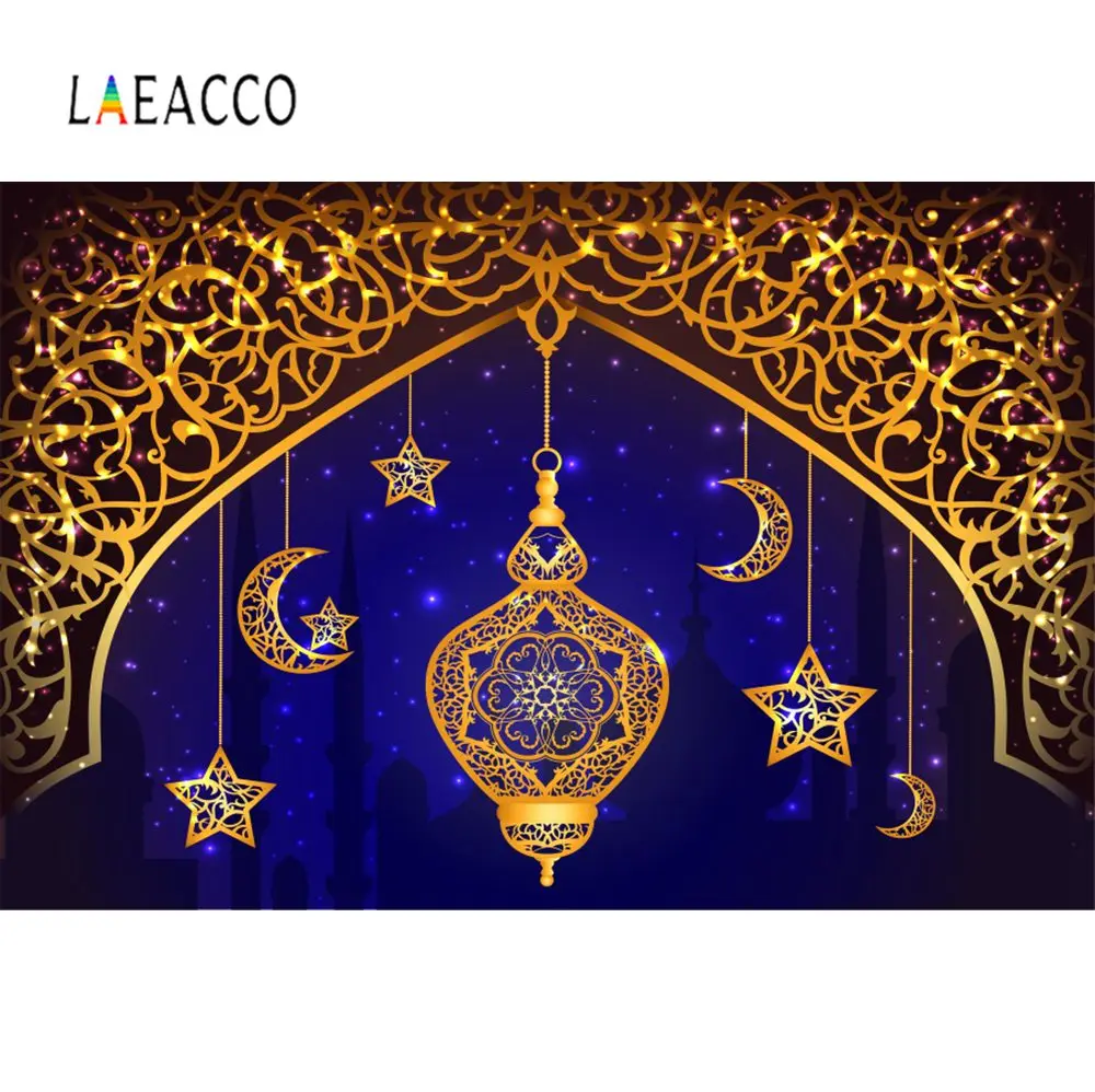 Laeacco Eid Мубарак Рамадан вечерние Луна Звезда постер детский портрет фото фон