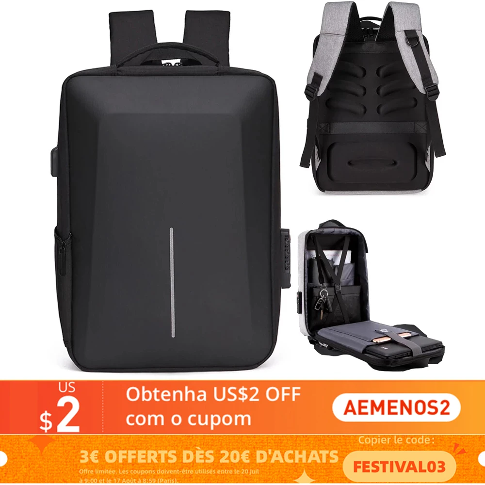 Рюкзак мужской со светоотражающей лентой и USB-разъемом многофункциональный