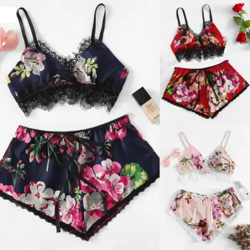 

Woman Lingerie Set Ladies Floral Sexy Exotic Sets Dress Women Nightwear Underwear Sleepwear + G-string Babydol Homewearl