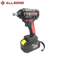 allsome 288vf 350nm max brushless impact wrench li ion battery brushless motor electric wrench power tool with charger sleeve