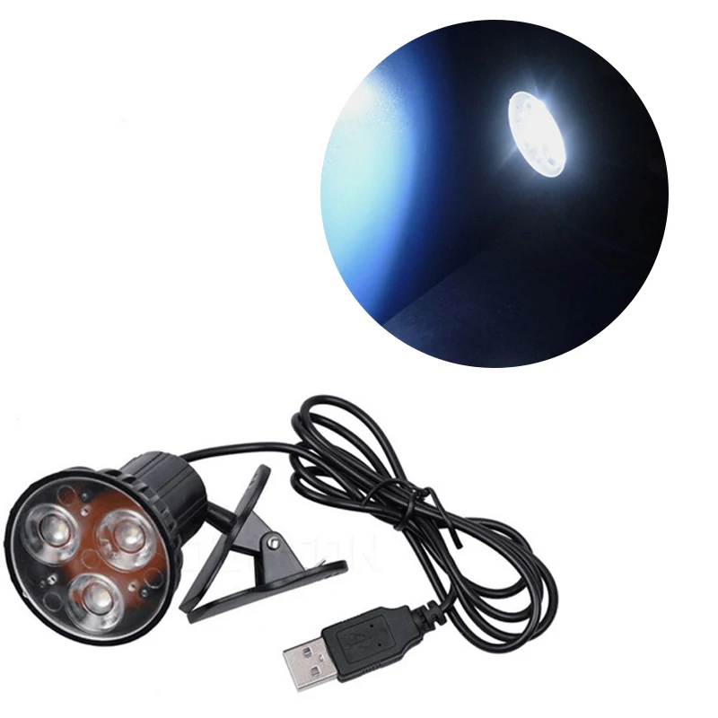 Черный Яркий налобный фонарь на 3 светодиодах Clip-On USB Ночной светильник лампа для