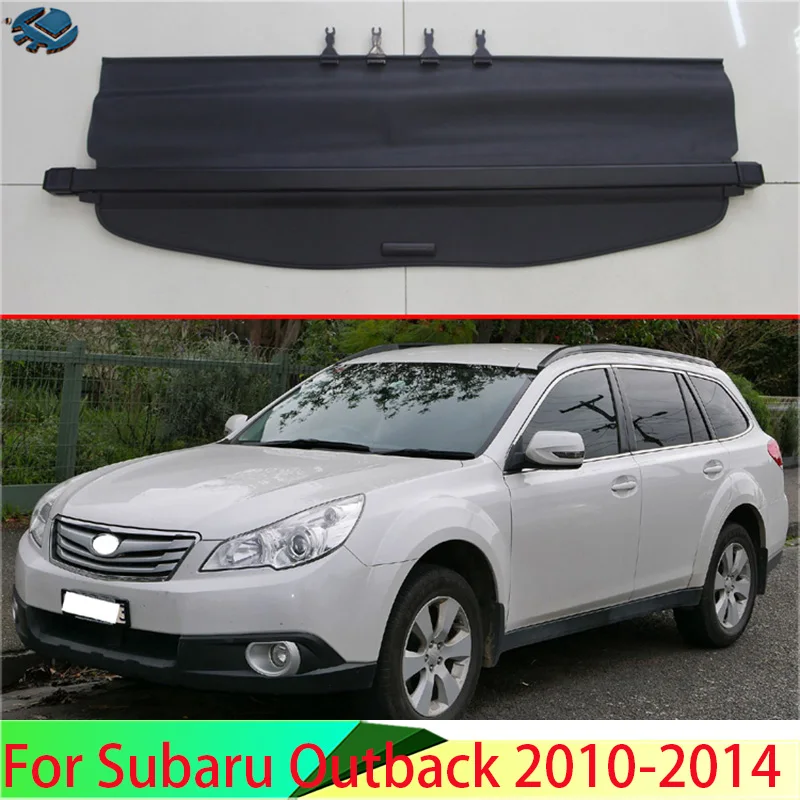 Для Subaru Outback 2010-2014 алюминиевая + холщовая Задняя накладка на груз защитный экран