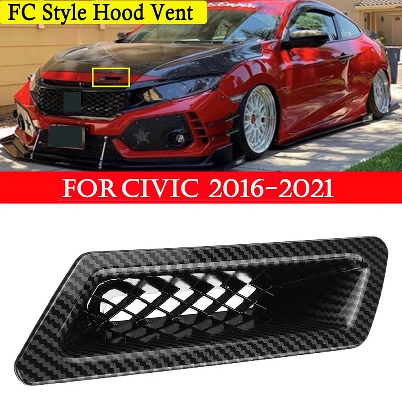

Car Carbon Fiber ABS Front Bumper Air Vent Intake Duct Grill Cover Trim Left Side Fit for Honda Civic 2016-2021