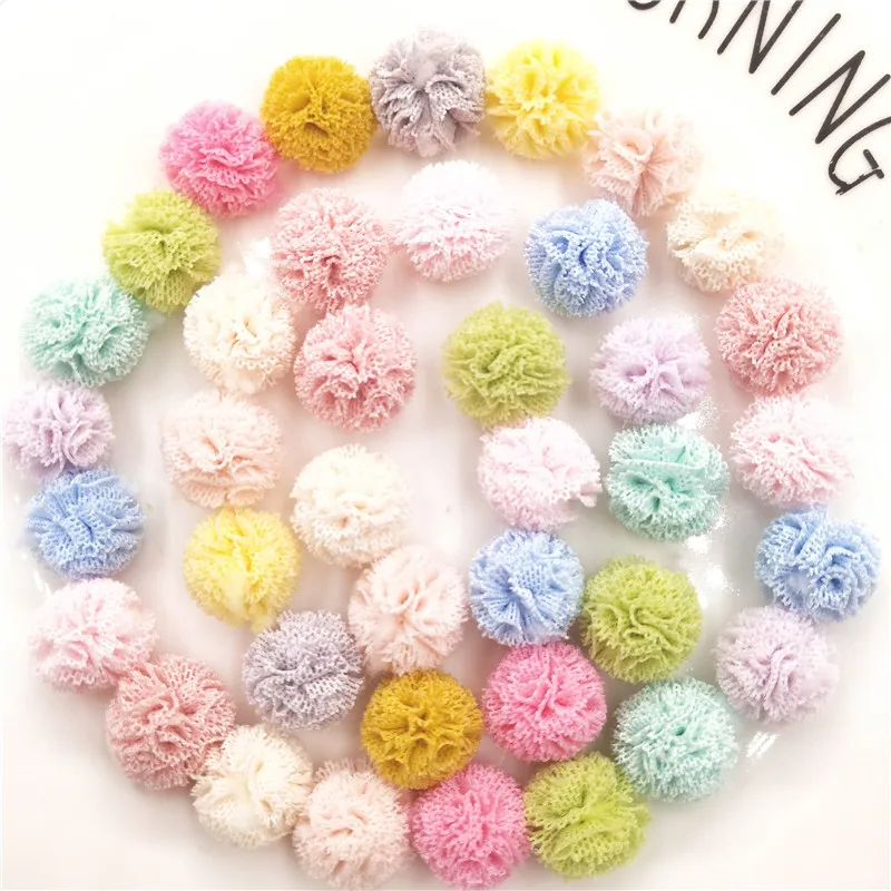

50pcs/lot Mix color DIY Mesh ball for Children Headwear Hair clip Accessories and Garment Accessories