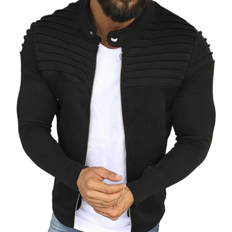 Mens Solid Color Sweatshirts Jacket New Fashion Long Sleeve Loose Cardigan Top Casual Zipper Slim Male Pullovers Sportswear | Мужская