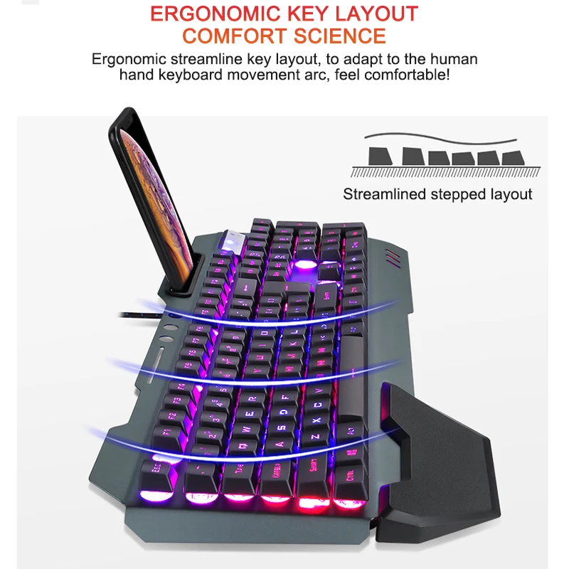 

104 Wired Keyboard With Backlight RGB Anti-ghosting Mechanical Feel Gaming Keyboard For PC Desktop Waterproof Gamer Keyboard