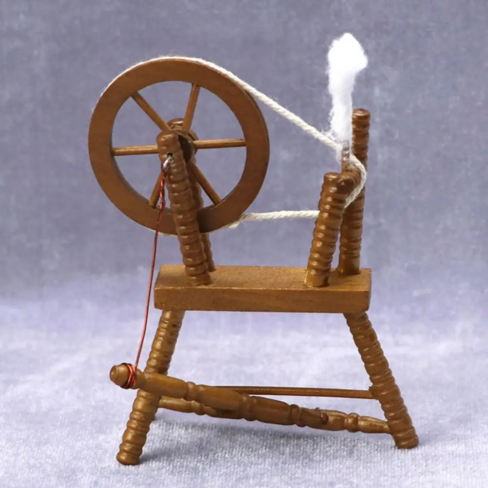 

Вращающееся колесо для кукольного домика, креативное маленькое очаровательное для кукольного домика, деревянное вращающееся колесо, миниа...