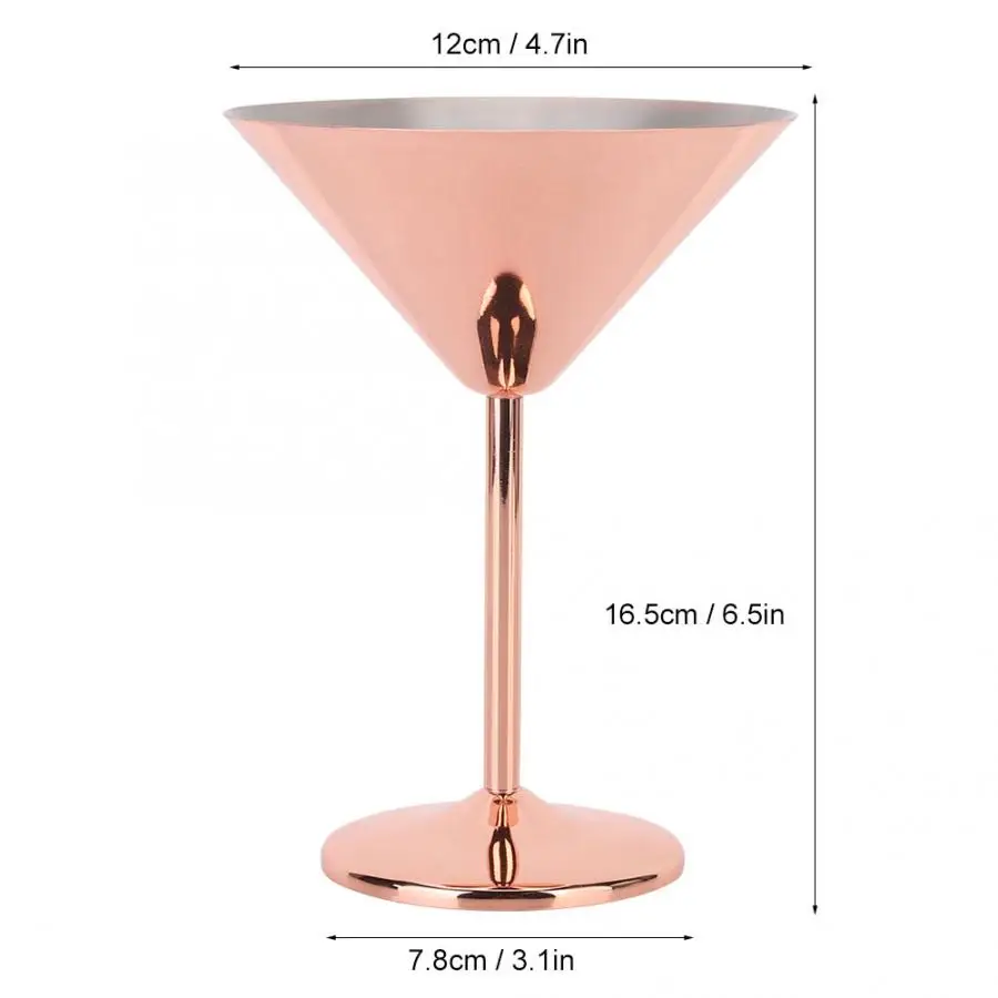Бокал коктейльный из нержавеющей стали цвета розового золота 220 мл | Дом и сад