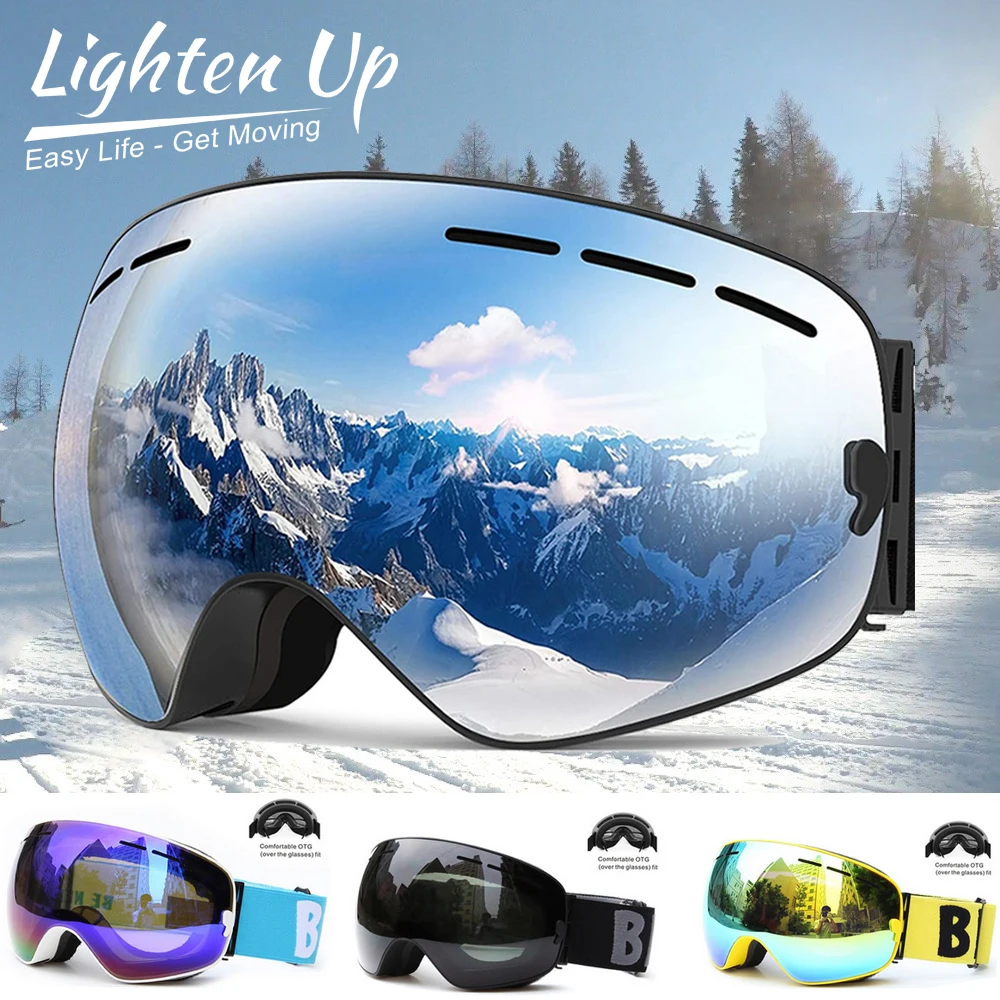 

Lighten Up Ski Goggles with Magnetic Double Layer Polarized Lens Skiing Anti-fog UV400 Snowboard Goggles Men Women Ski Glasses